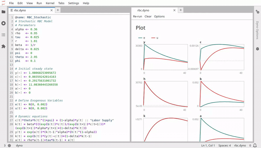 Editing a model in Dyno Lab: the impulse responses update as the file changes