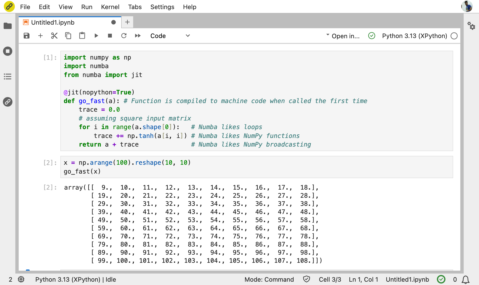 The Numba ecosystem running in JupyterLite