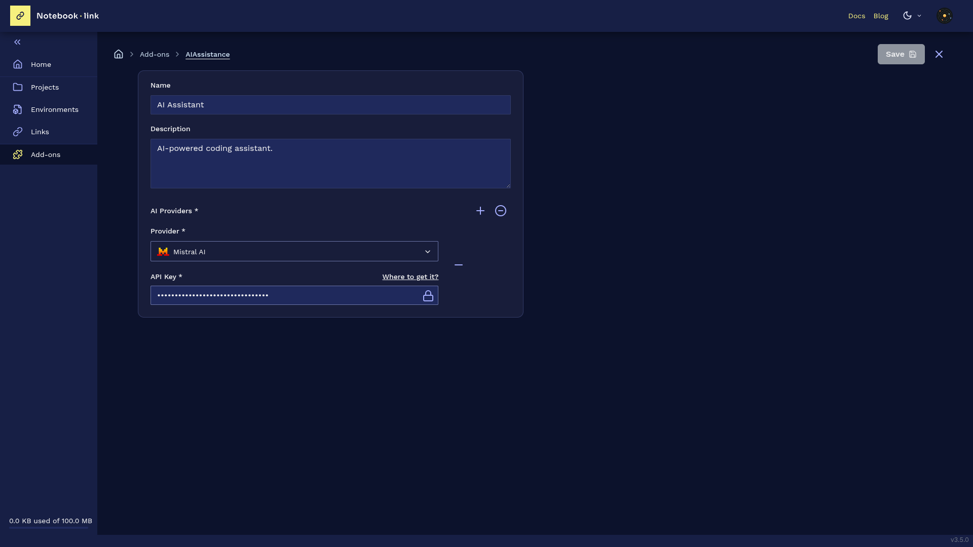 Configured AI add-on example