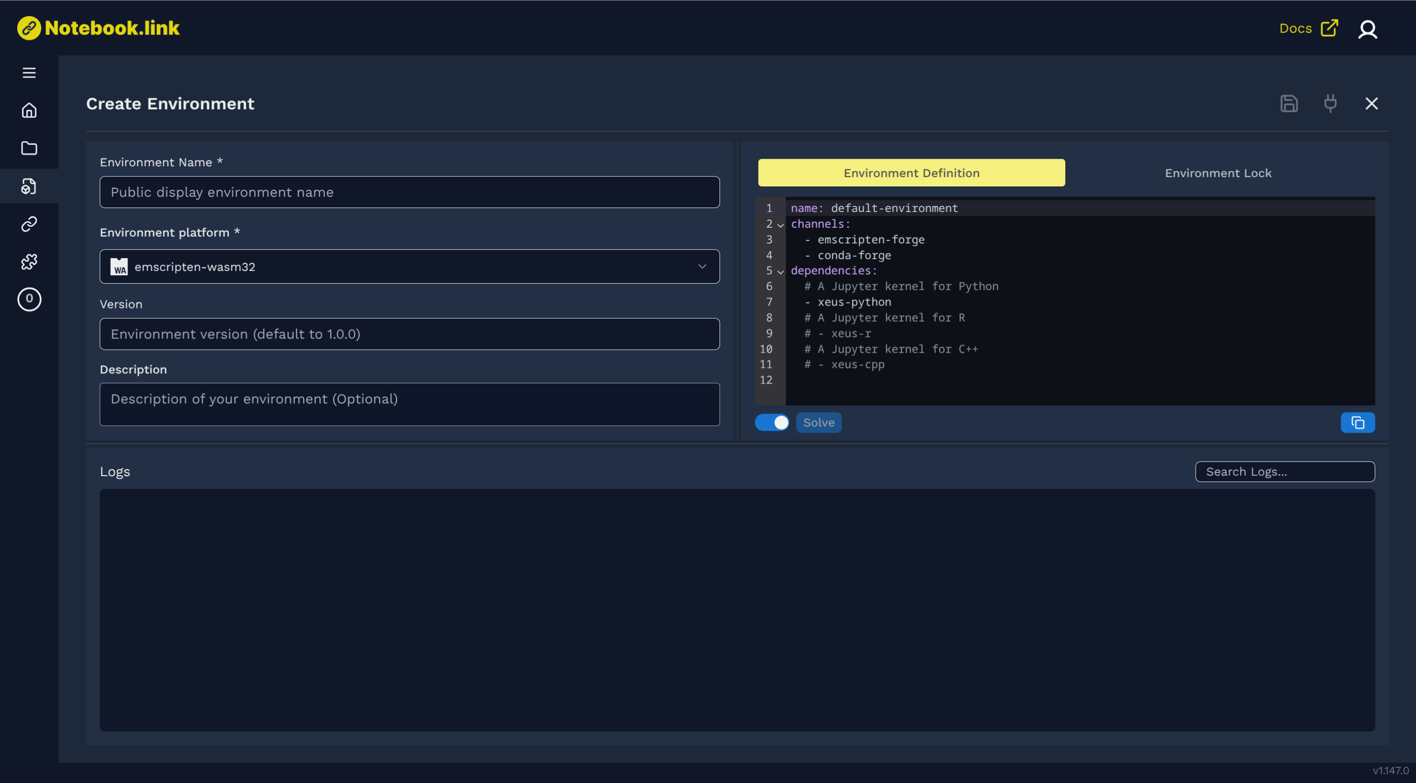 create-environment-page