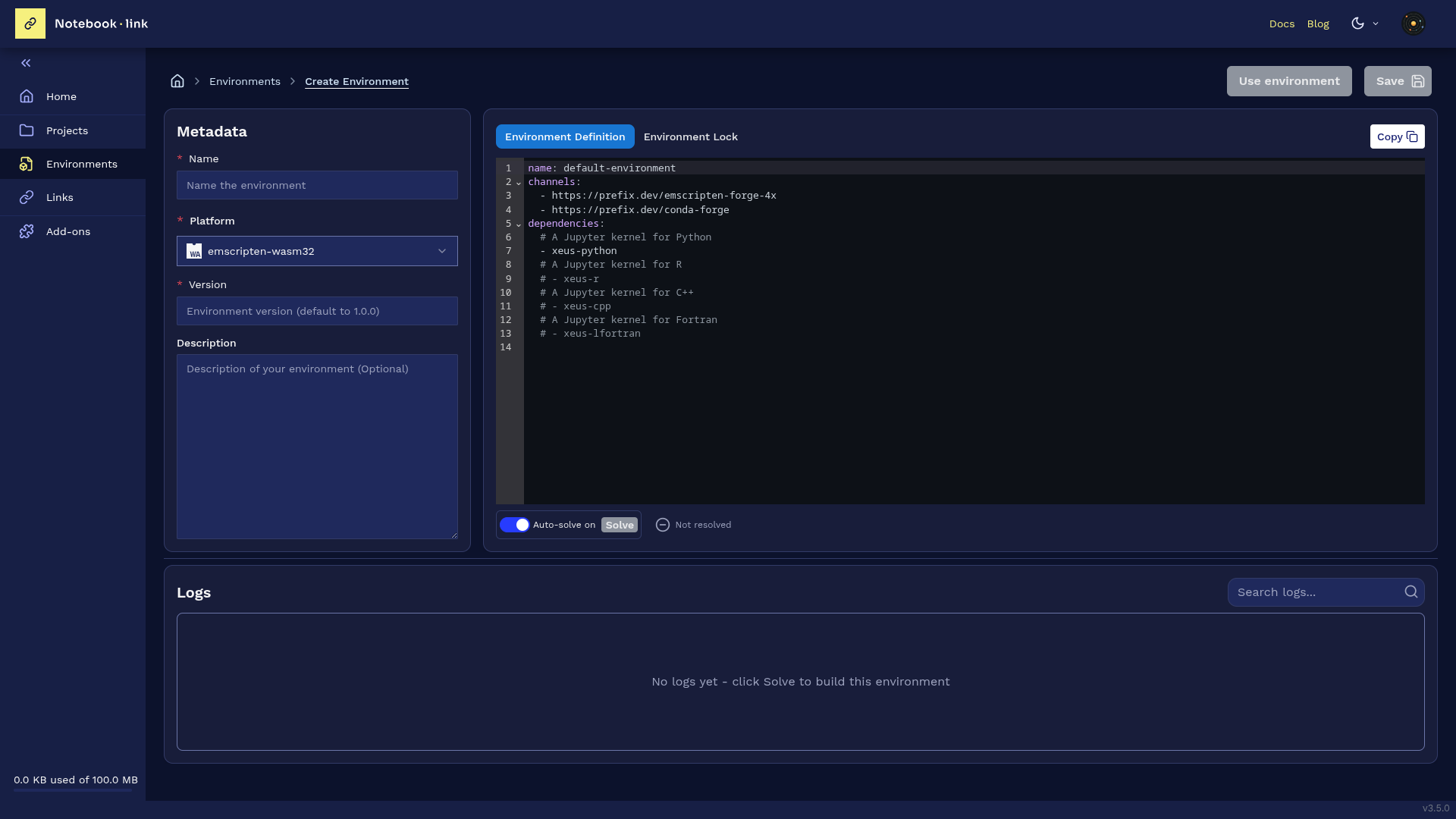 Create-an-environment