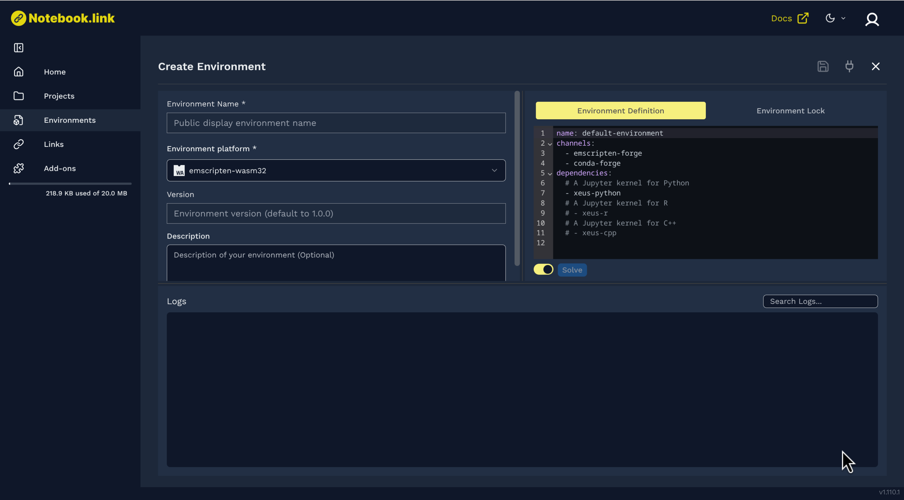 Create-an-environment