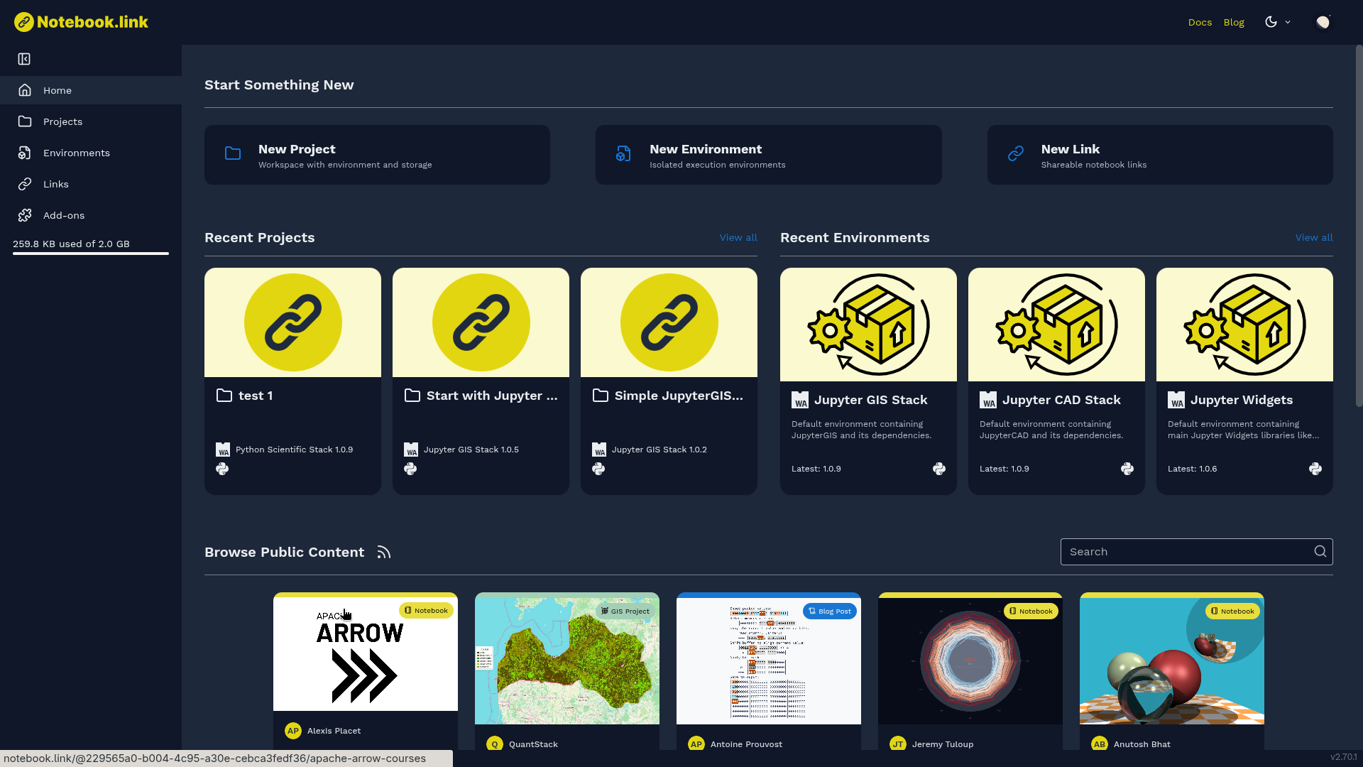 home page