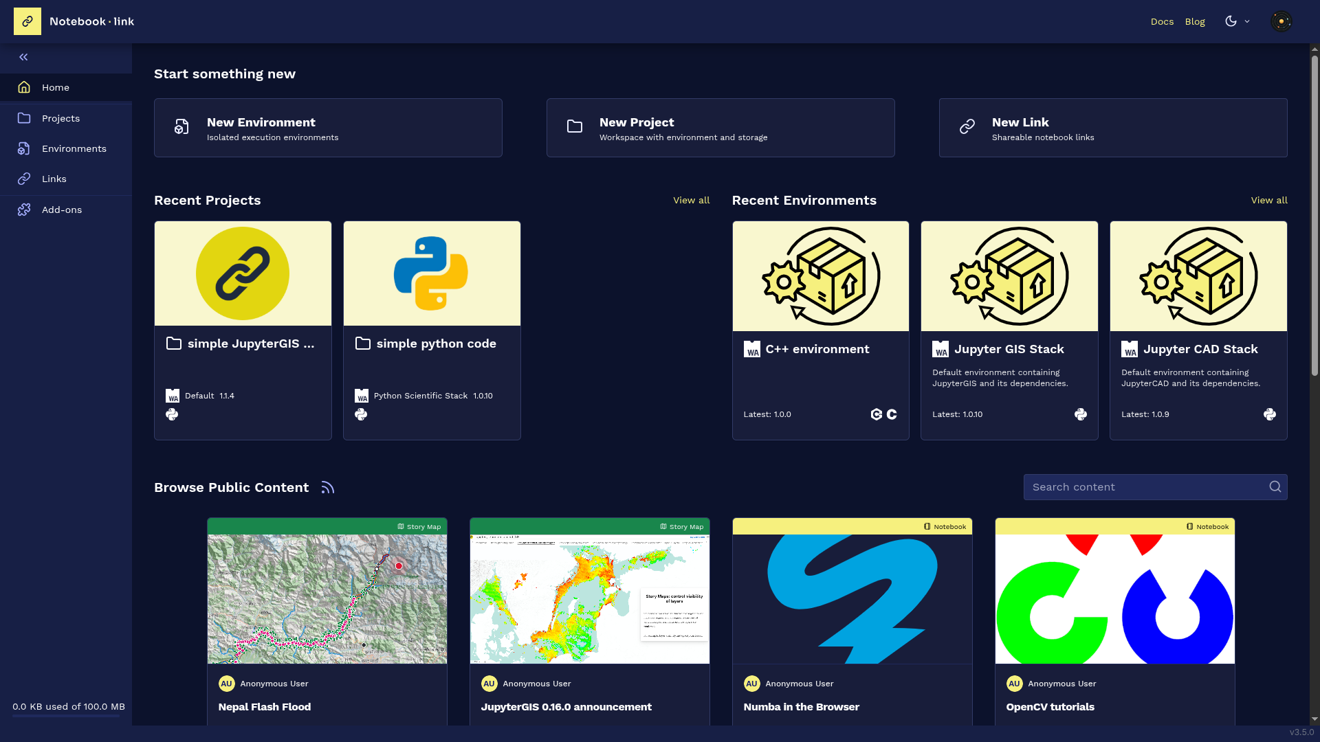 home page