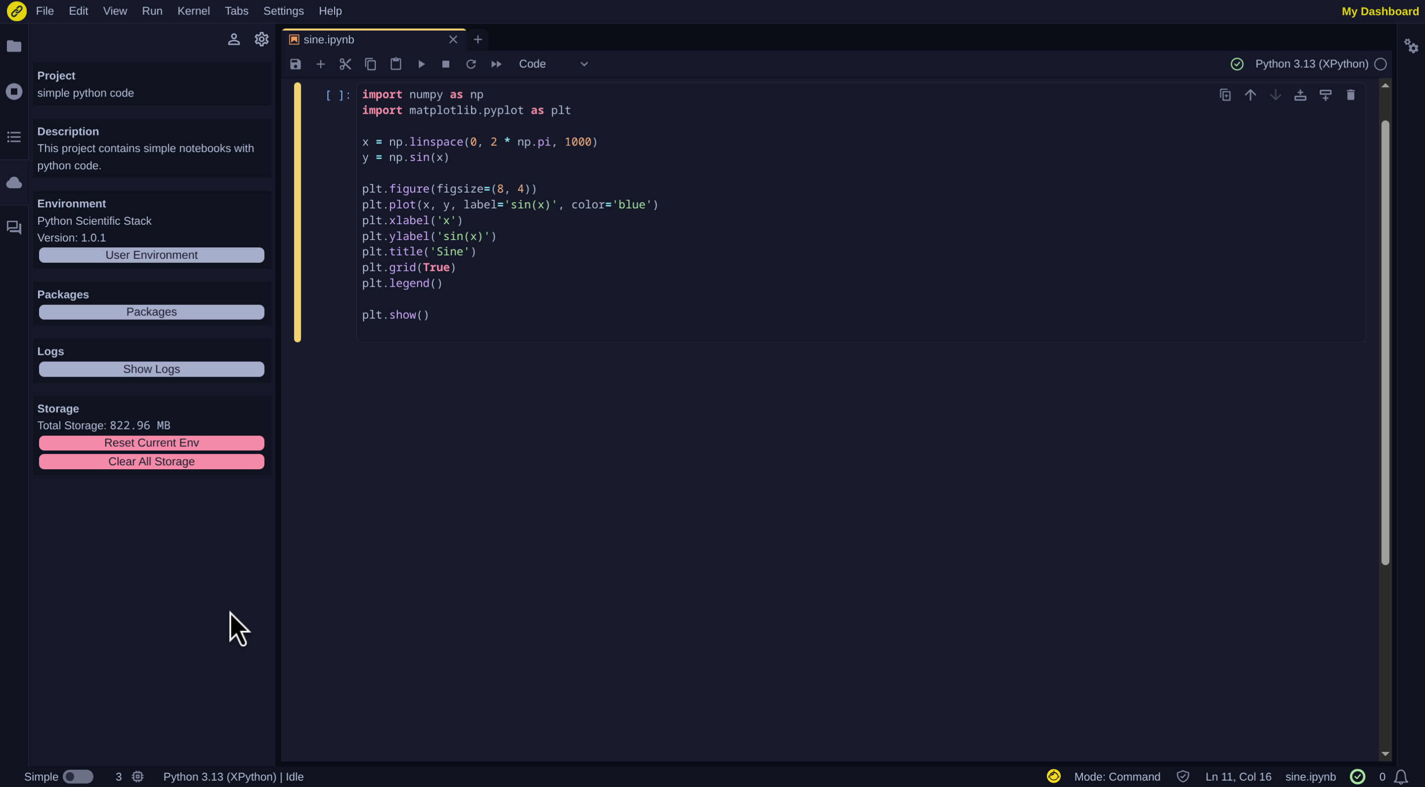 JupyterLite/project-panel-new-project